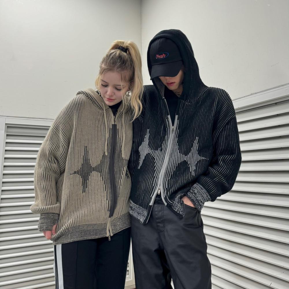 그런지 워싱 후드집업 커플 후드티 봄가을 오버핏