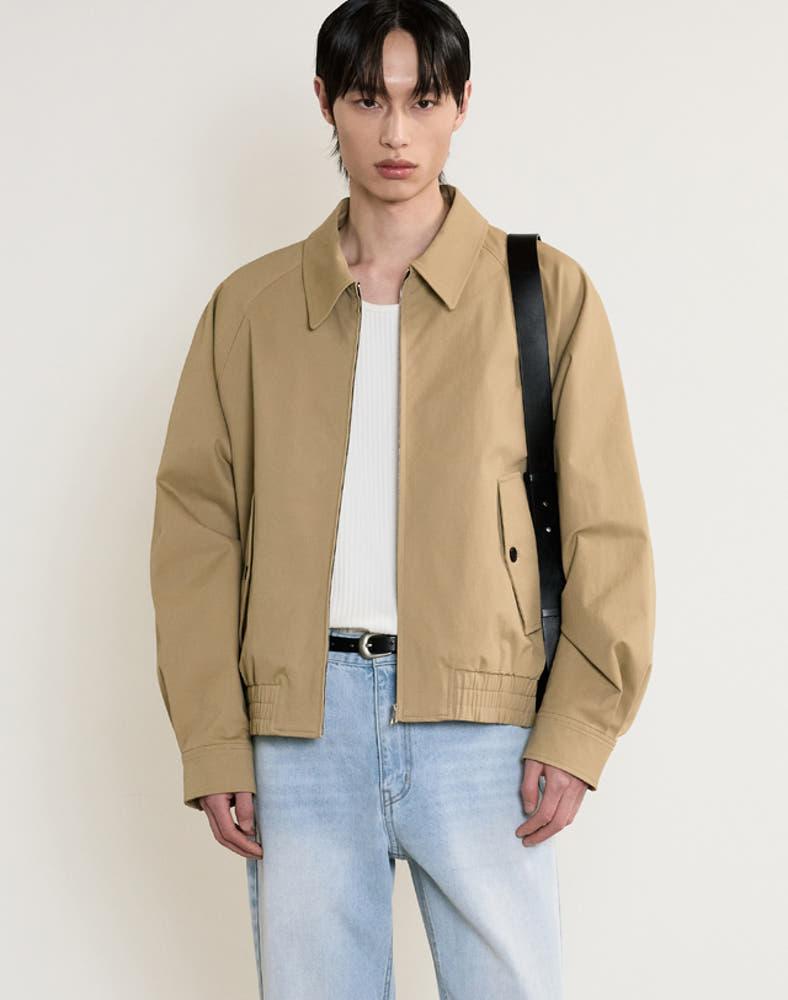 티엔지티 베이지 세미 오버핏 워시드 코튼 스윙탑 블루종 TNJU5E104I2