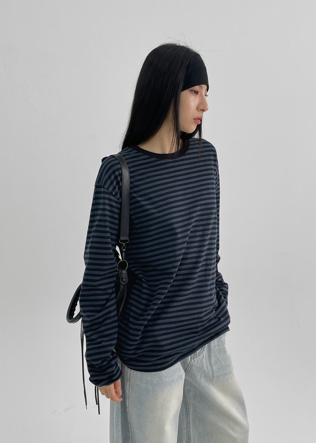 블랙업 [1천장판매] [MADE] 켈라 스트라이프 긴팔티