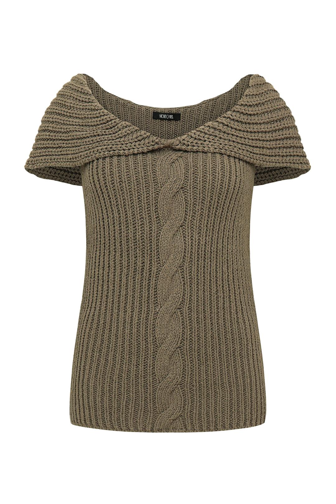 Off-shoulder knit sleeveless (brown)