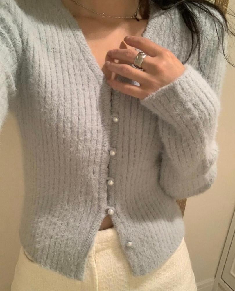 포스터 도큐퍼가디건 (3컬러) 진주단추포인트 타이세트 가디건