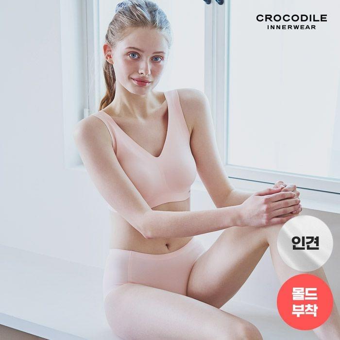 라이크라 인견쉘론 몰드부착 V넥 감탄브라+팬티 2종세트 CDW5N30_T