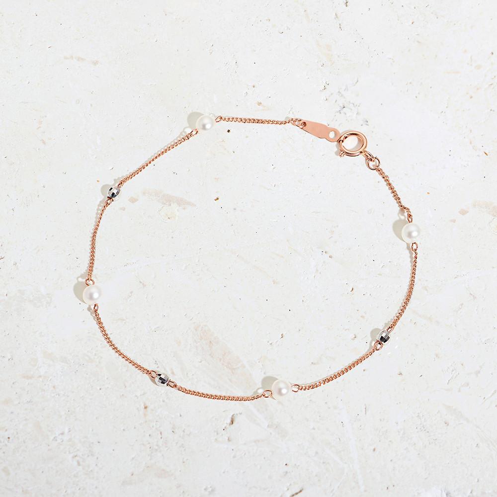 14K 18K 한줄 레이어드 미러볼 담수진주 데일리 볼 팔찌