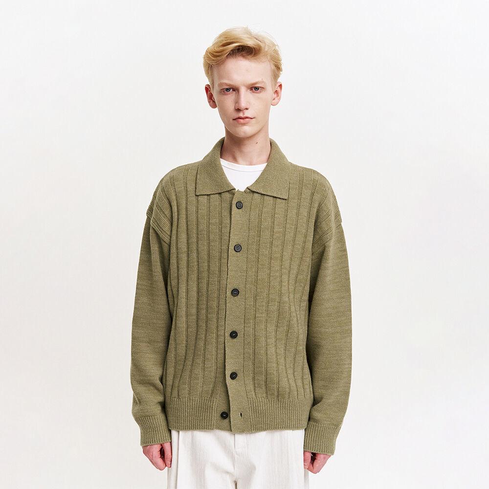 WOOL COLLAR CARDIGAN (MATCHA)
