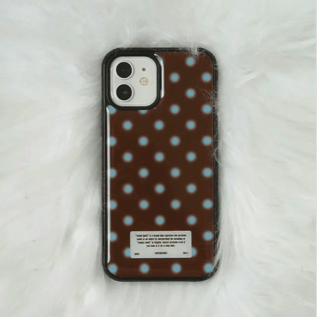 유스스피릿 [맥세이프 케이스 추가] snow dot skyblue brown 스카이블루 브라운 땡땡이 도트 케이스