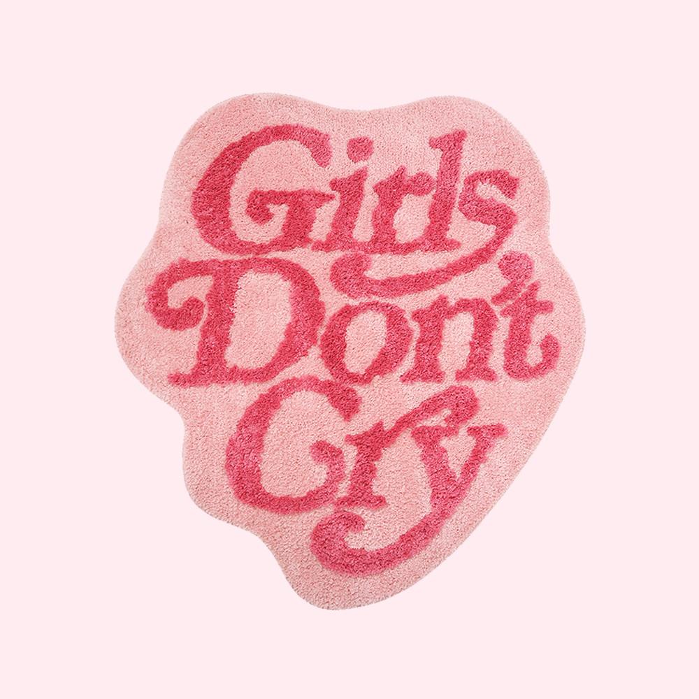 GIRLS DON'T CRY 아메리칸 하이틴 무드 레터링 양모 러그 키치 침실 인테리어
