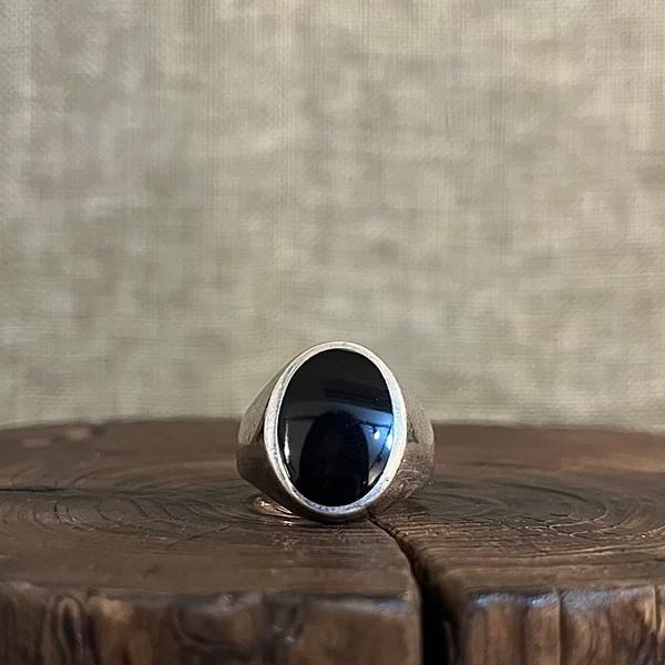 Vintage Onyx Circle 925silver Ring