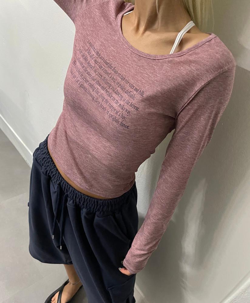 러프 시스루 긴팔 티셔츠 (4color) 크롭 레터링 여름티셔츠