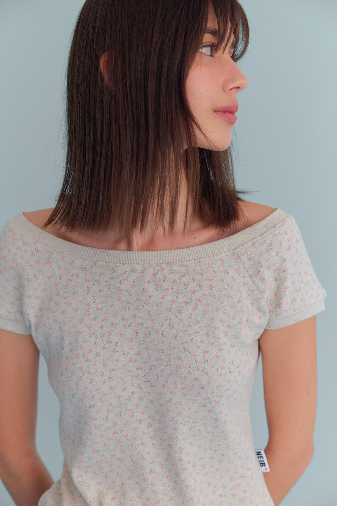 Boat Neck Sweatshirt (floral pointelle)