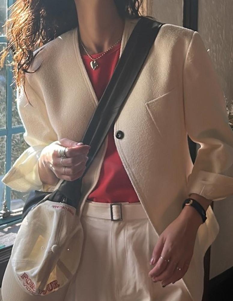 여성 자켓 봄 자켓 노카라 자켓 트위드 런던플랏 베르가못 바질