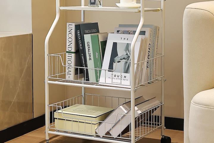 케이 철제 책꽂이 이동식 책장 다용도 수납장 미니 책 정리대 책상 트롤리 미니책장