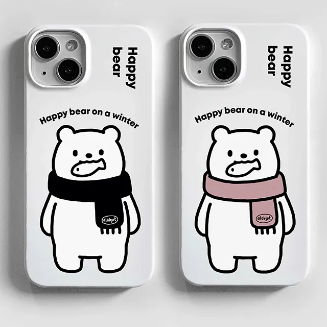 커플케이스 곰돌이 목도리 포인트 여자친구 남자친구 선물 겨울 크리스마스 감성 따뜻한 유니크 카드케이스 범퍼 하드케이스 컬러케이스 겨울 친구생일선물