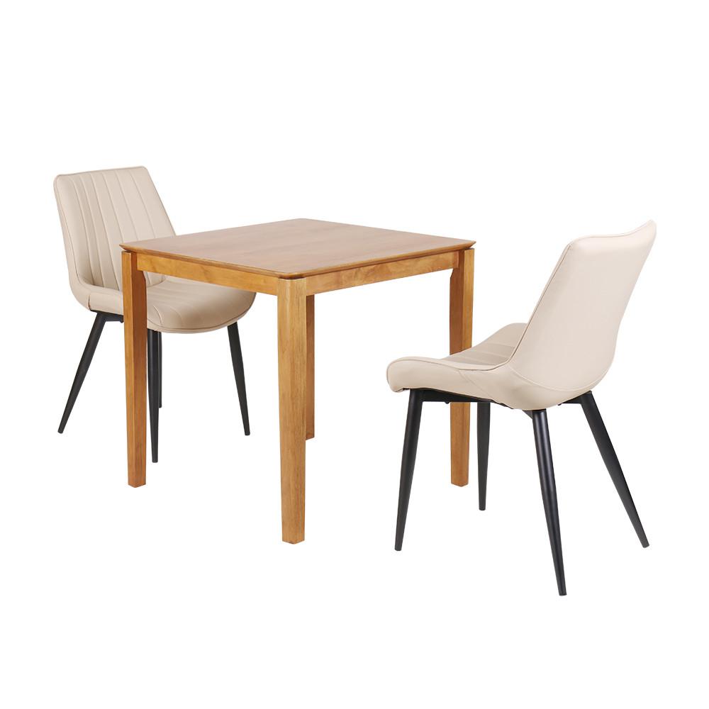 바니엘 2인 가죽의자 원목테이블750  식탁세트