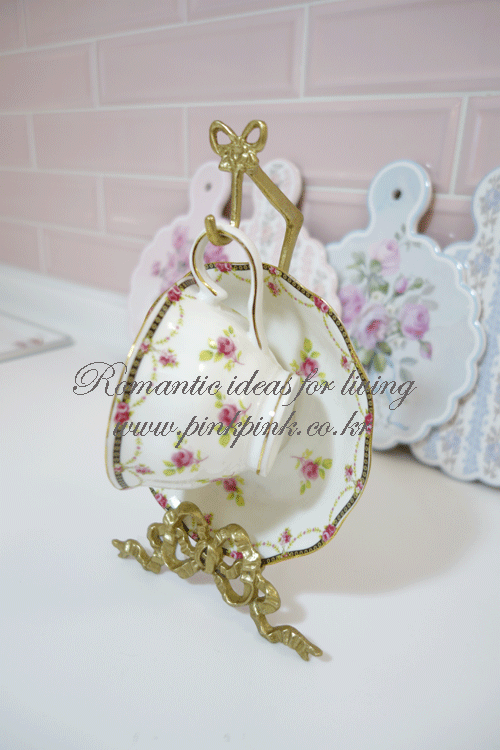 리본 컵앤소서 걸이 <커피잔 홀더>