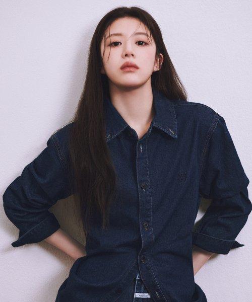 CIRCLE LOGO BASIC DENIM SHIRT dark blue