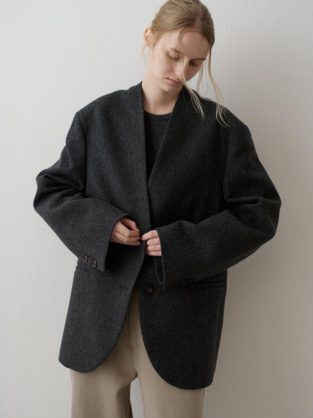 미니멀 칼라리스 재킷_charcoal