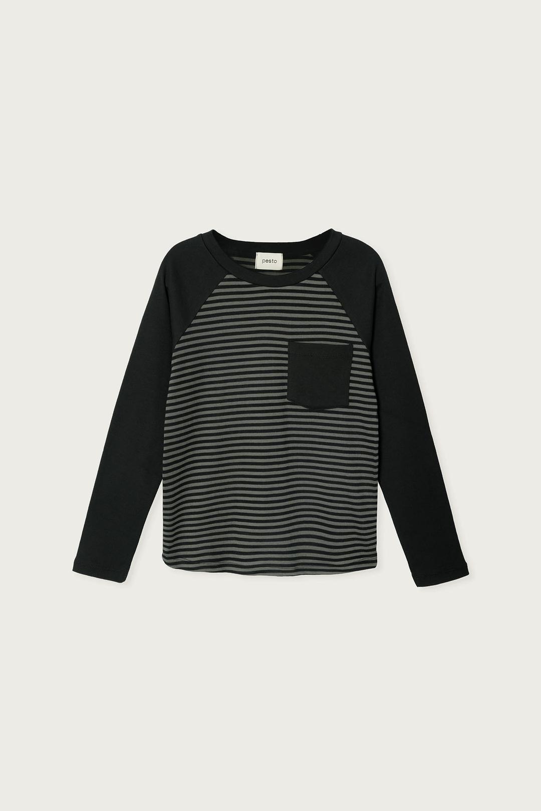 RAGLAN STRIPE TOP BLACK