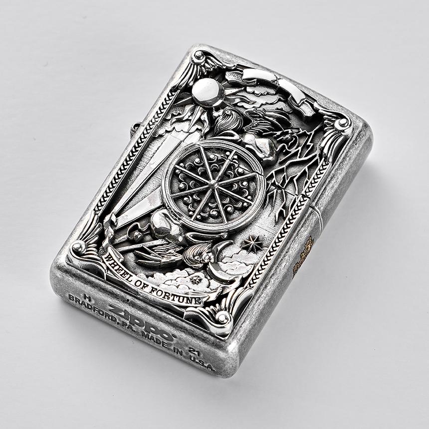 [사은품 3종]ZIPPO 타로의 해석 Wheel of Fortune 행운의 수레바퀴 /순은 엠블렘