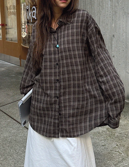 우드 체크 셔츠