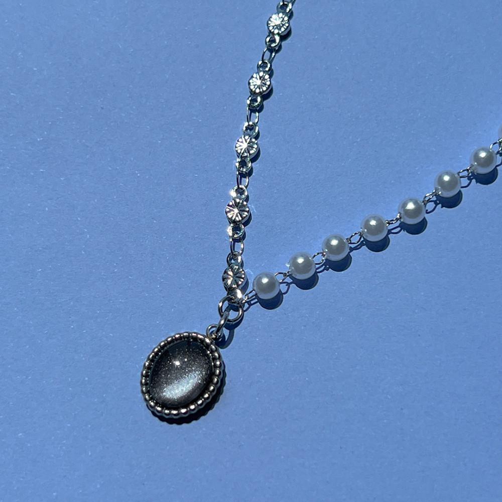 진주 믹스 써지컬스틸 체인 목걸이 - 유기견 유기묘 후원 기부