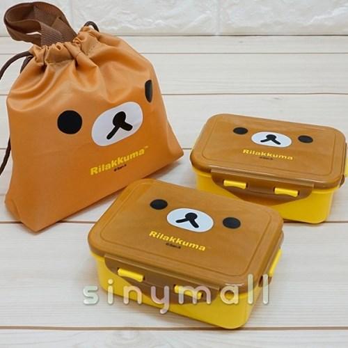 리락쿠마 사각밀폐 2단 도시락 어린이 유치원 소풍 얼굴