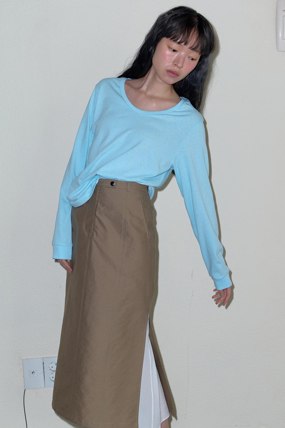 Soft curve pigment 20s long sleeve t-shirt(sky blue)