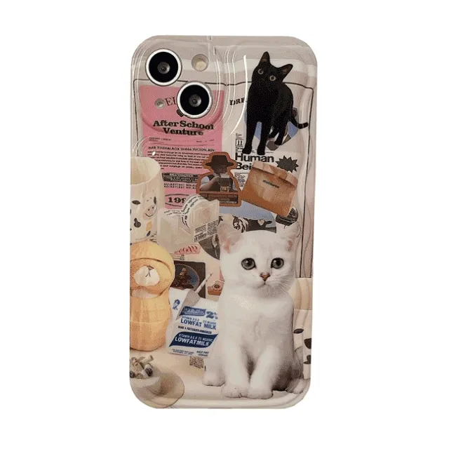 [그립톡추가증정] 웨이브 에어쿠션 일러스트 고양이 아이폰케이스 에어팟케이스