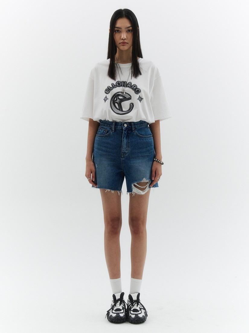 구제 하프 데님 팬츠_블루