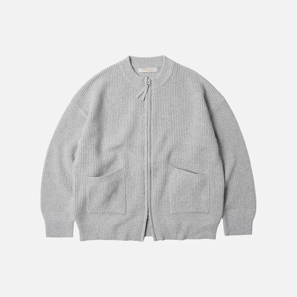 Wool deck zip up cardigan _ light gray