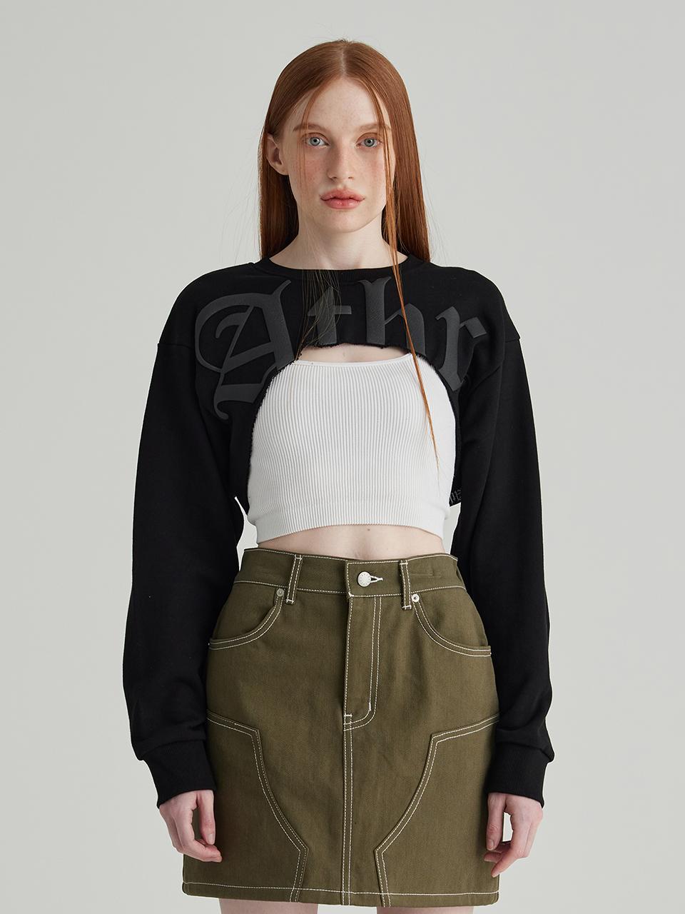 블랙 ATHR  맥시 크롭 스웻셔츠