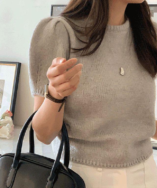 [누척5천장판매&아이보리당일배송*_*]  ariana - 울퍼프소매니트nt / 그레이칼라 주문폭주로인하여 예약주문 2주소요