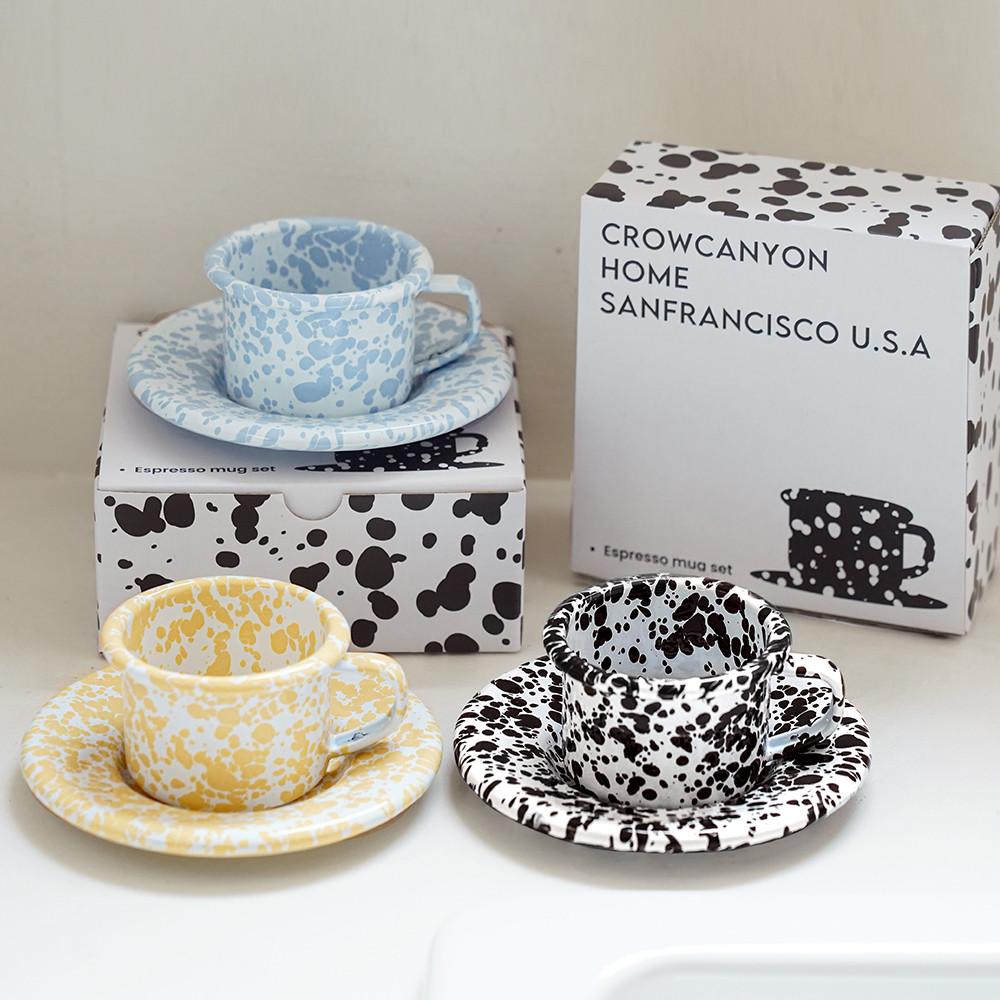 크로우캐년 에스프레소 머그 잔 받침 접시 세트 (박스포장) 법랑 컵
