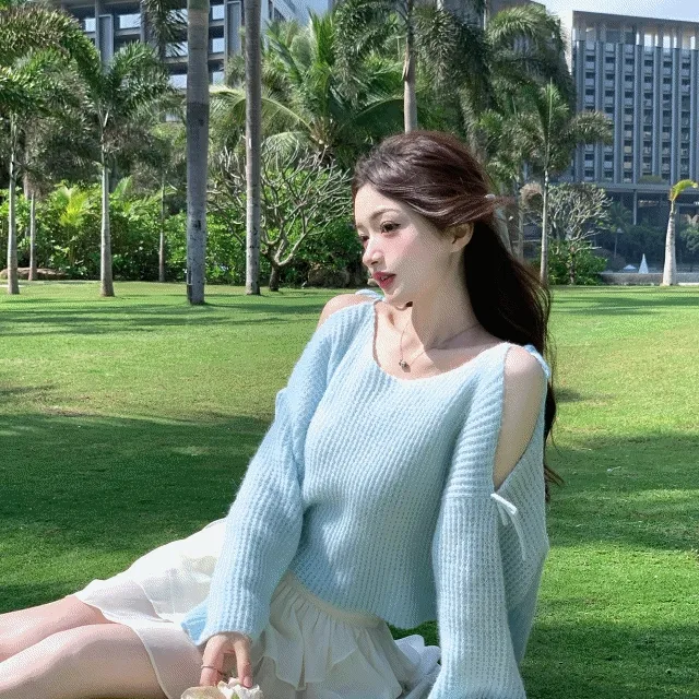 오늘출발🚀 오프숄더 어깨트임 루즈핏 니트 긴팔 스웨터 2color