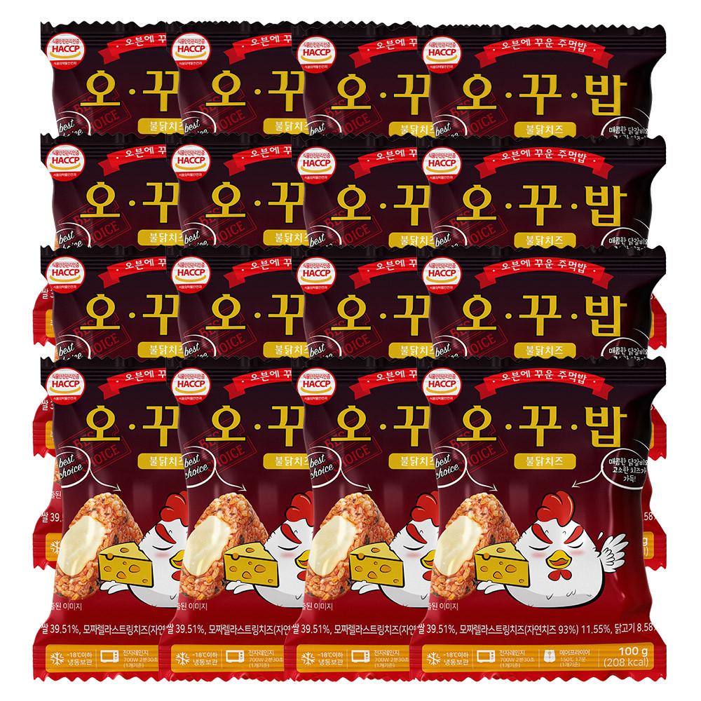 [카페이노스] 오꾸밥 불닭치즈 구운주먹밥 100g, 16개