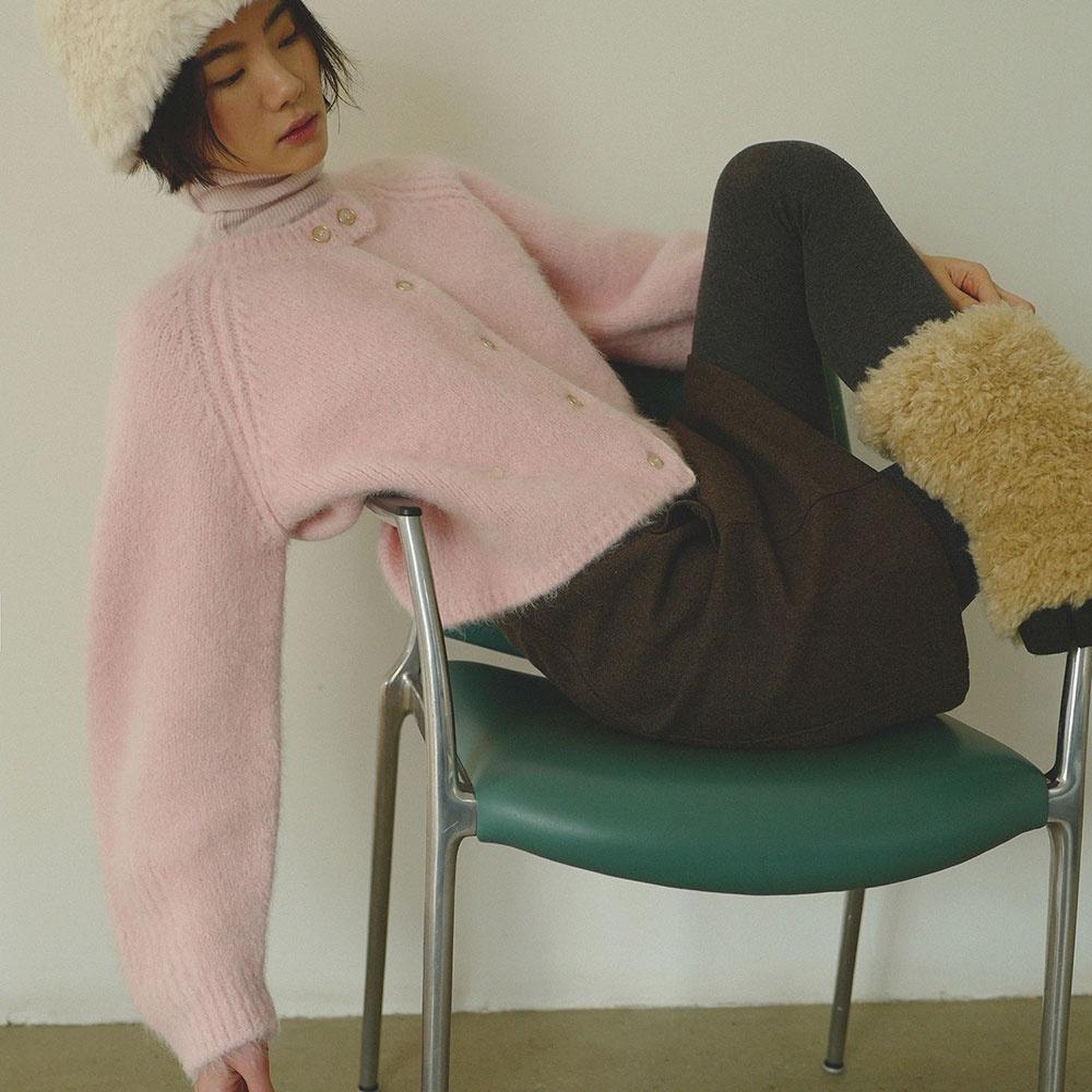4th) moui Cloud alpaca knit cardigan (PINK)