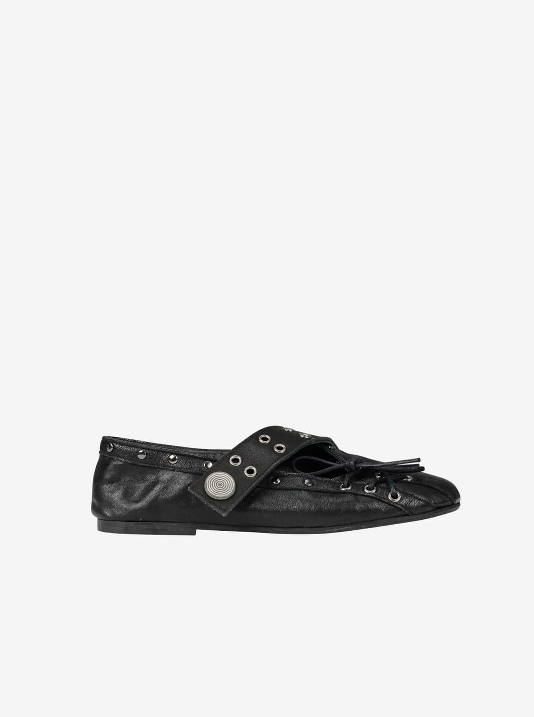 (EXCLUSIVE) JERRY STRAP FLAT SHOES BLACK