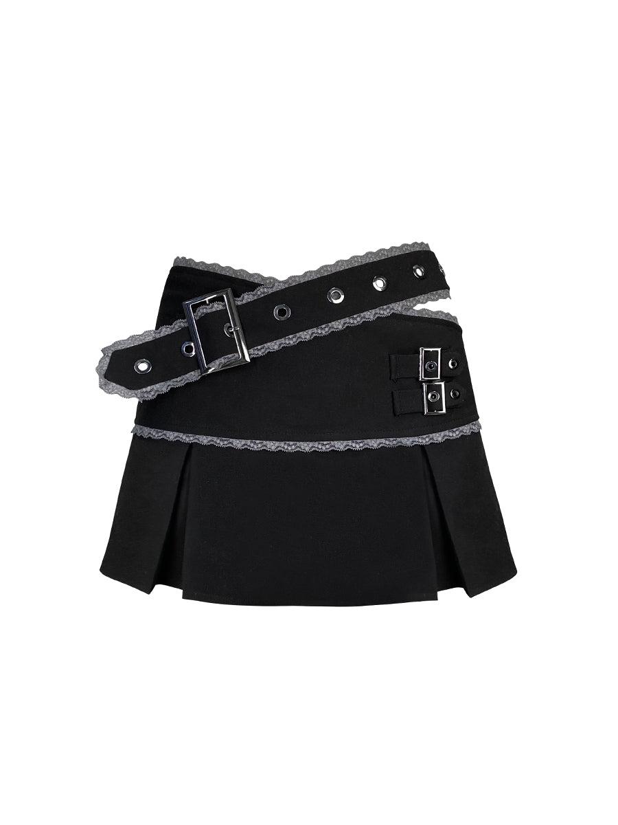 BLACK PLEATED SKIRT - S