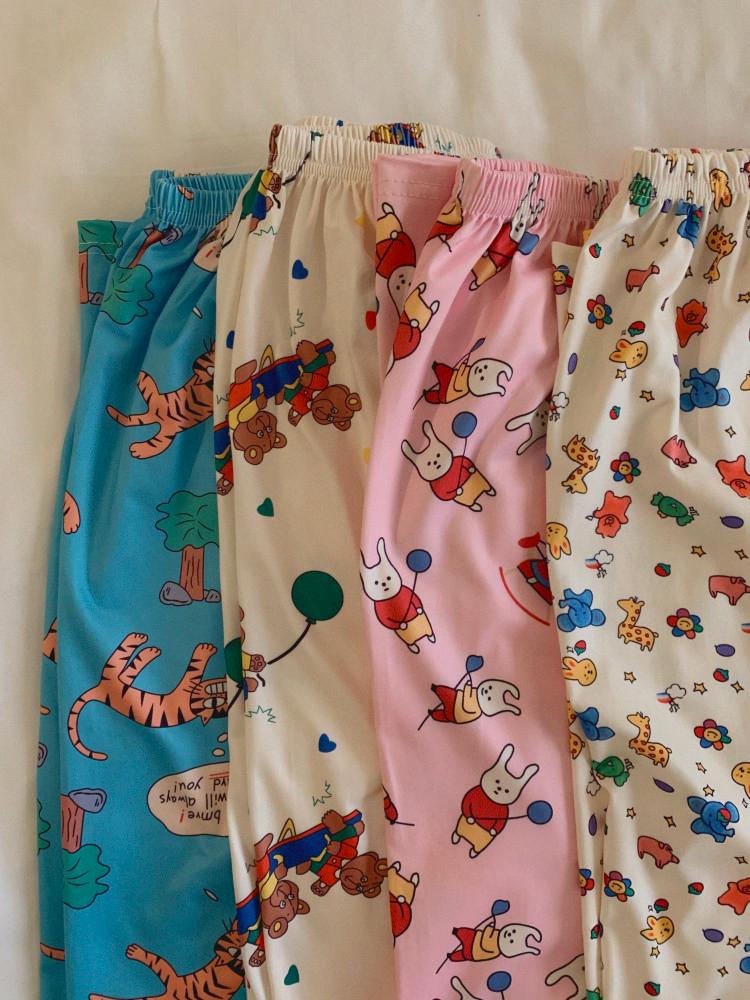 릴렉스 밴딩 파자마 팬츠 여성 잠옷바지 (4color)