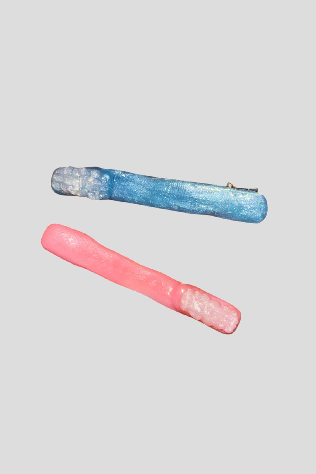 Tooth brush hairpin (Pink / Blue)