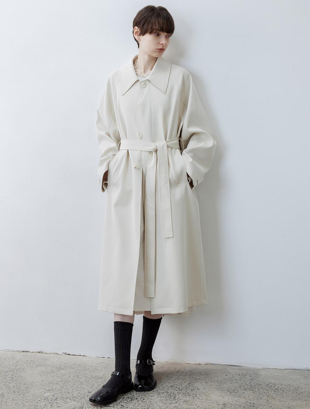 TG_Classic belted windbreaker coat_IVORY