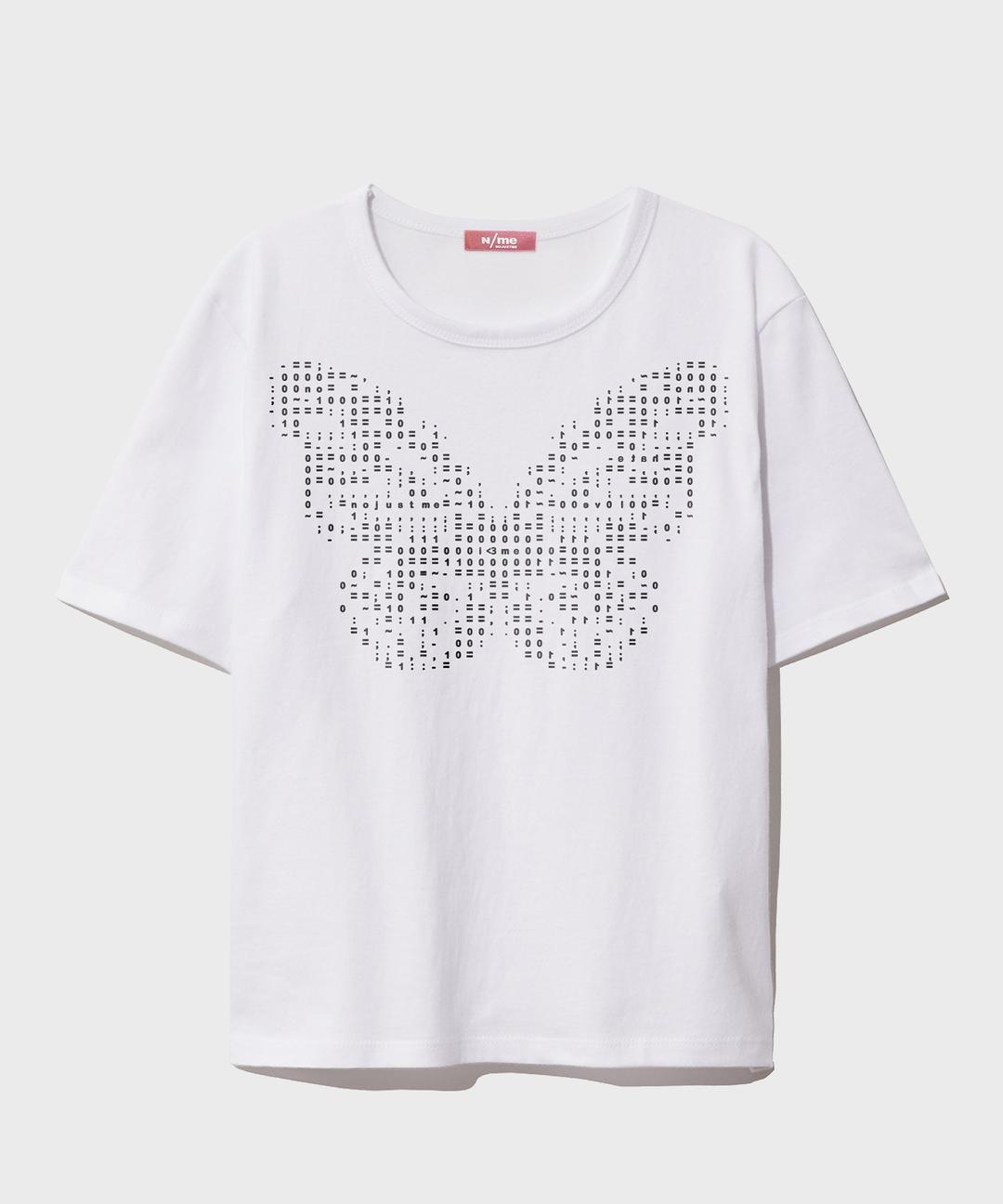 ASCII butterfly Crop T-shirt White