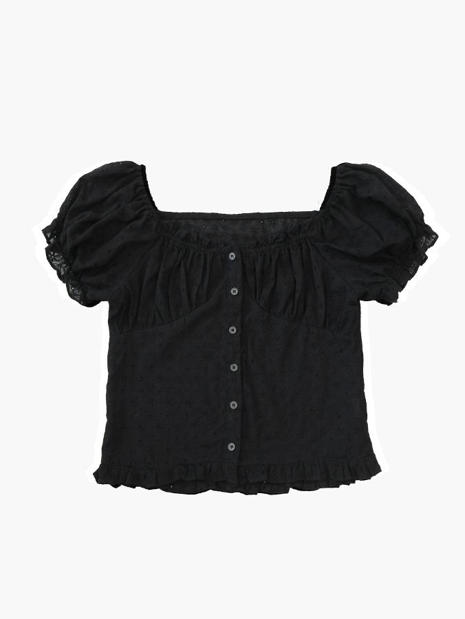 프롬뮤즈 punching frill crop blouse