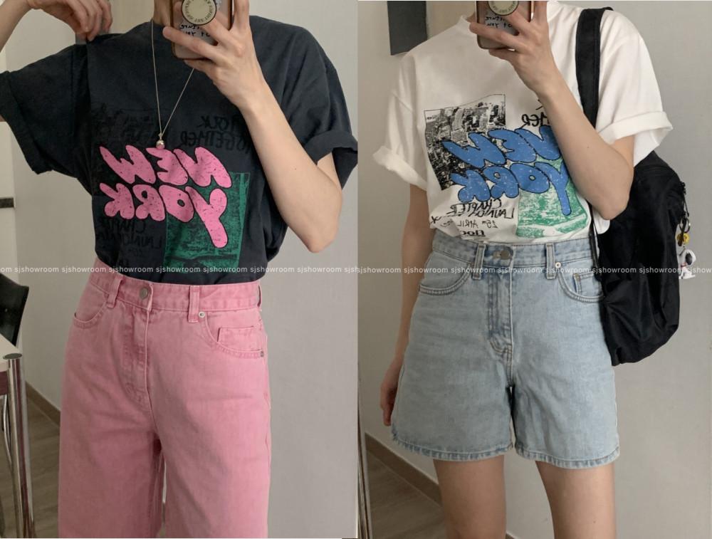 뉴욕 박시 반팔 티