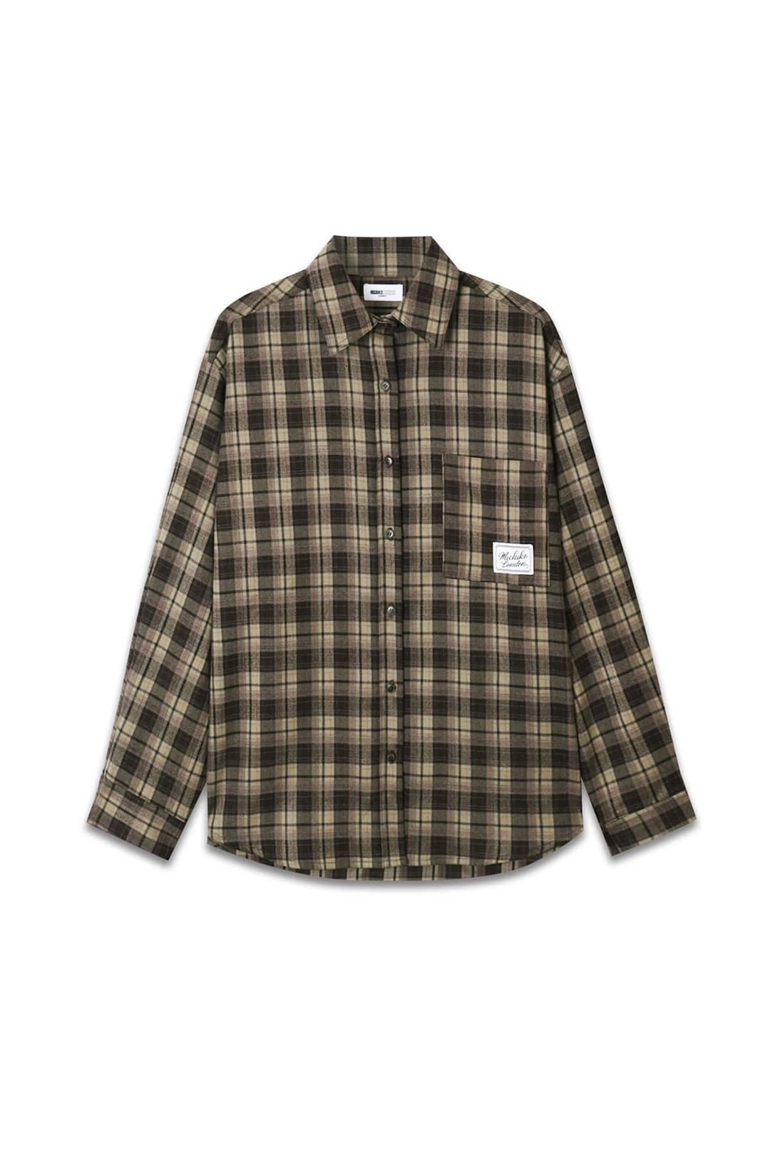 OVERSIZED CHECK SHIRTS KHAKI BROWN