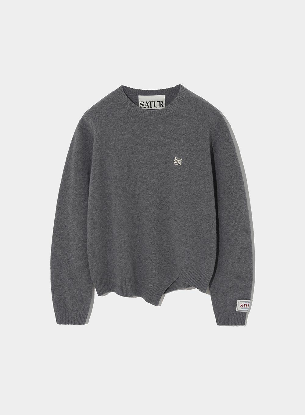 [10월31일 예약배송]Dublin Unbalanced Cashmere Blend Knit - Classic Charcoal