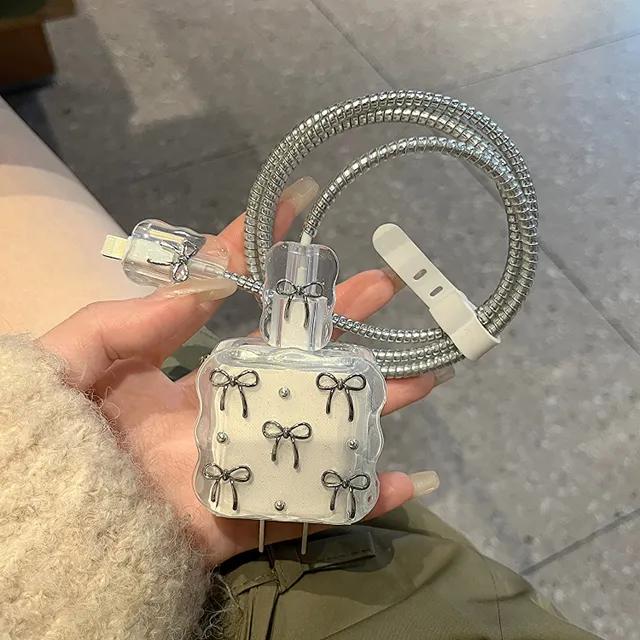 당일🚀, 실버 리본 충전기/케이블 보호커버 - 애플 아이폰 충전기/케이블 전용 - 단선보호캡/단선방지/충전기보호/케이블보호