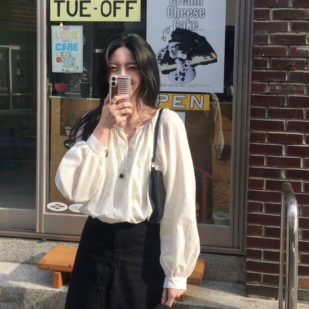 믈리예트 Shirring bloom blouse
