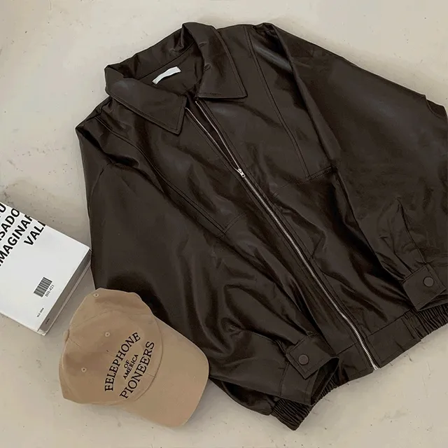 [매출1위❤️‍🔥]페일 오버핏 레더 자켓 / 가죽자켓 점퍼 레더 힙무드 빈티지 유니크 y2k 스트릿 봄신상