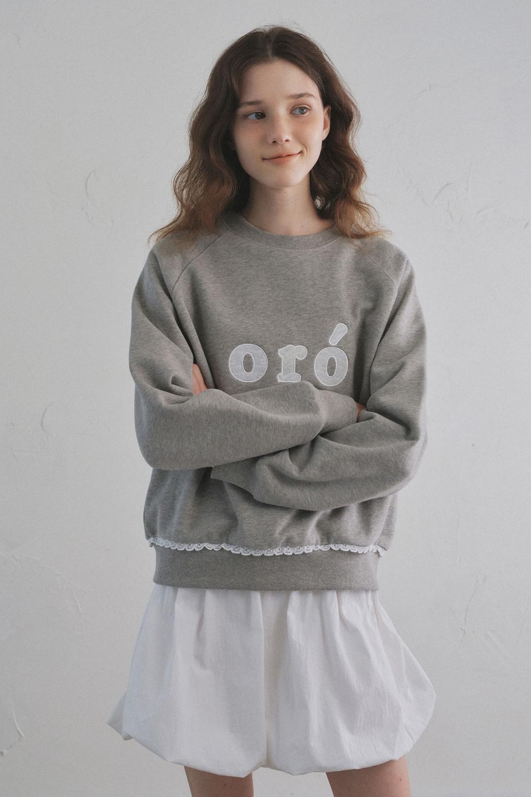 오로 어피어 레이스 스웻셔츠_Melange Grey
