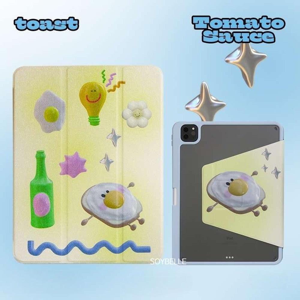 소이벨 옐로우 그라데이션 삽화 iPad Case 아이패드 커플 케이스 삼단 접이식 펜슬